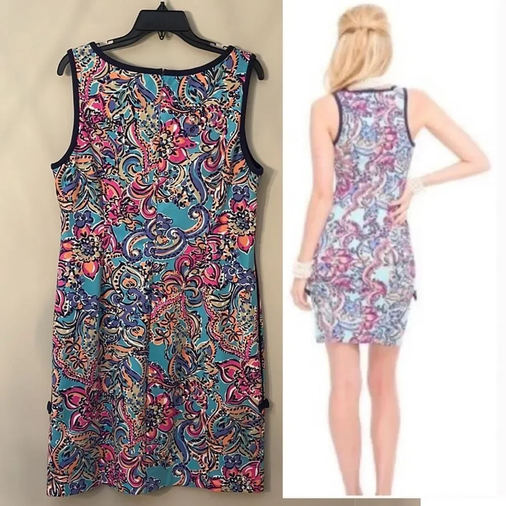 LILLY PULITZER Francesca Aqua Bait & Switch Sleeveless Sheath Dress Size XL
